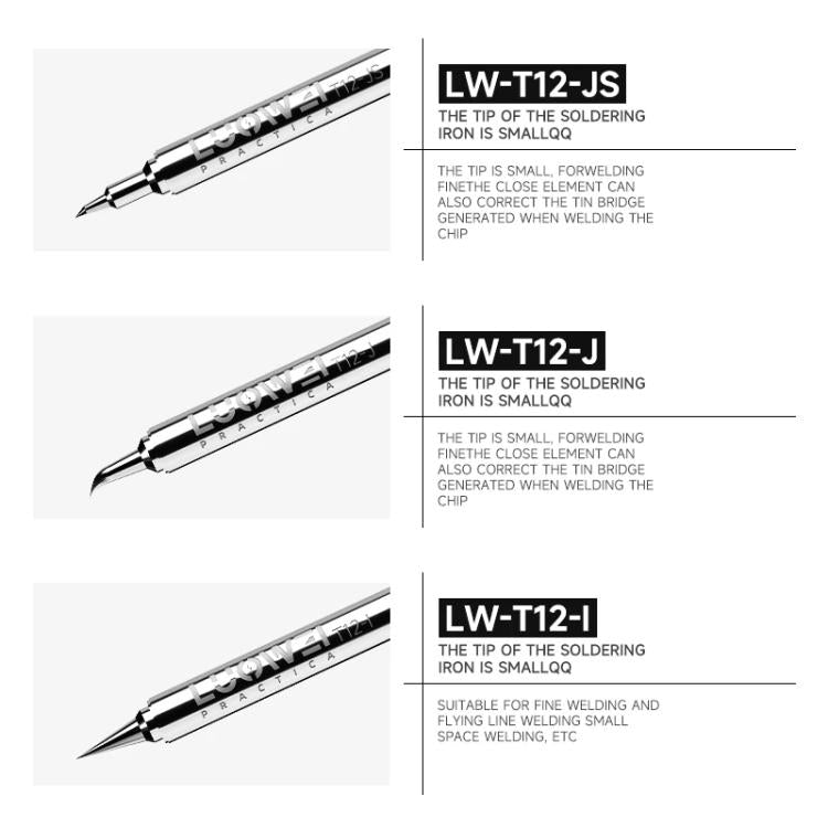 Punte per saldatore Luowei serie LW-T12 per stazione di saldatura T12, LW-T12-I, LW-T12-J, LW-T12-JS, LW-T12-K, LW-T12-SK, LW-T12-SSK