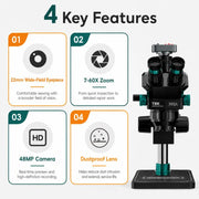 Microscopio digitale TBK-701A da 48 MP con zoom continuo 7X-60X., TBK-701A