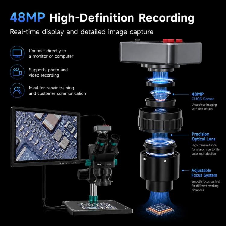 Microscopio digitale TBK-701A da 48 MP con zoom continuo 7X-60X., TBK-701A