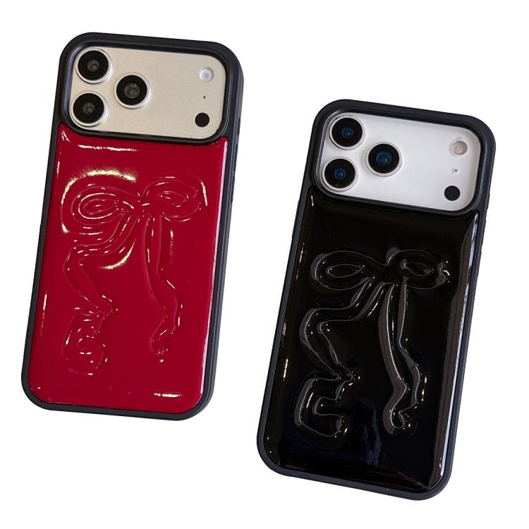 Custodia per telefono in TPU con grande fiocco galvanizzato e rivestimento in PU e rilievo., For iPhone 17 Pro Max, For iPhone 17 Pro, For iPhone 17, For iPhone 16 Pro Max, For iPhone 16 Pro, For iPhone 16, For iPhone 15 Pro Max, For iPhone 15 Pro     ...