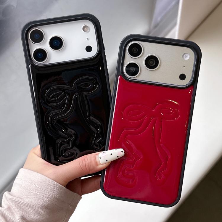 Custodia per telefono in TPU con grande fiocco galvanizzato e rivestimento in PU e rilievo., For iPhone 17 Pro Max, For iPhone 17 Pro, For iPhone 17, For iPhone 16 Pro Max, For iPhone 16 Pro, For iPhone 16, For iPhone 15 Pro Max, For iPhone 15 Pro     ...