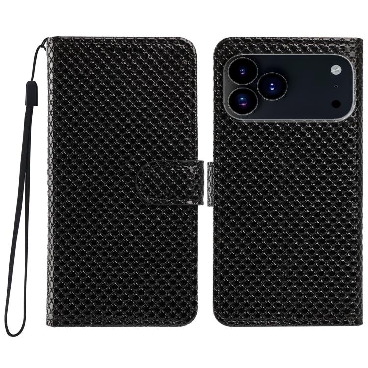Custodia per telefono in ecopelle con fibbia a specchio e cordino nero sottile., For iPhone 17e / 16e, For iPhone 17 Pro Max