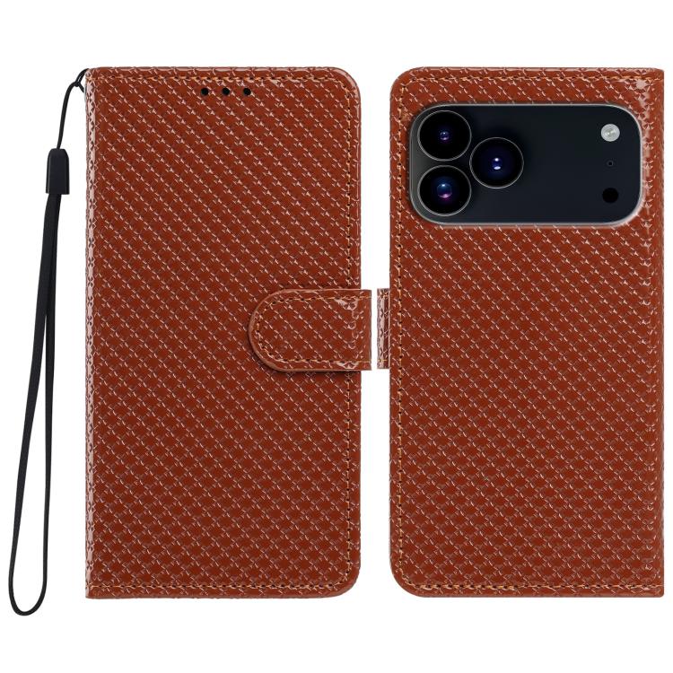 Custodia per telefono in ecopelle con fibbia a specchio e cordino nero sottile., For iPhone 17 Pro, For iPhone 17