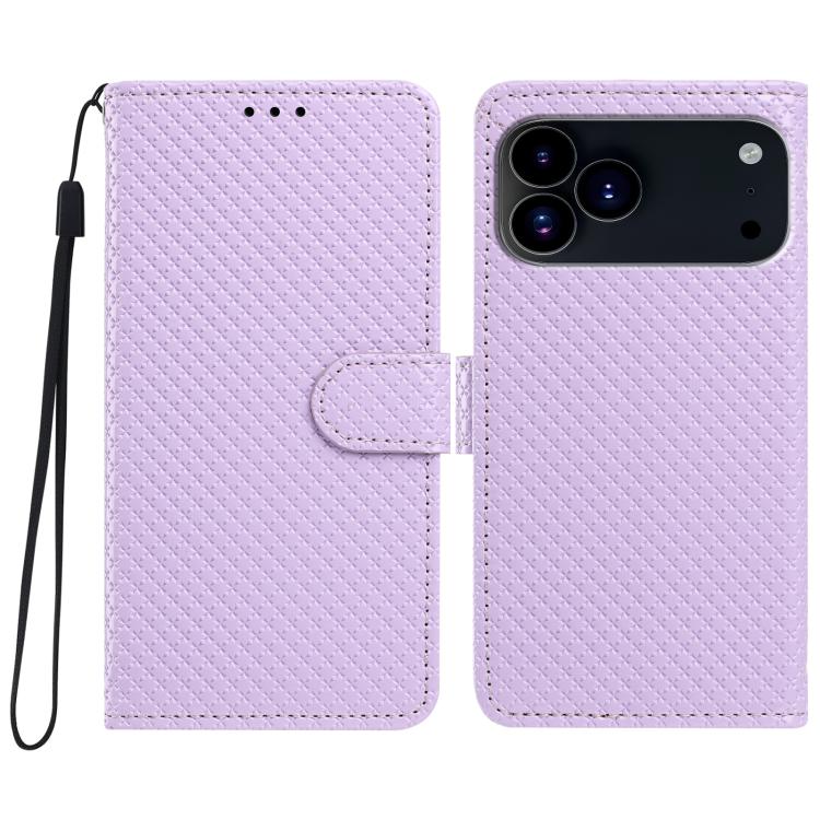 Custodia per telefono in ecopelle con fibbia a specchio e cordino nero sottile., For iPhone 17 Pro, For iPhone 17