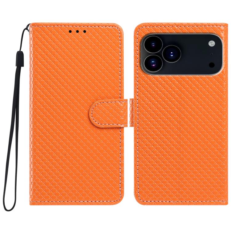 Custodia per telefono in ecopelle con fibbia a specchio e cordino nero sottile., For iPhone 17 Pro, For iPhone 17