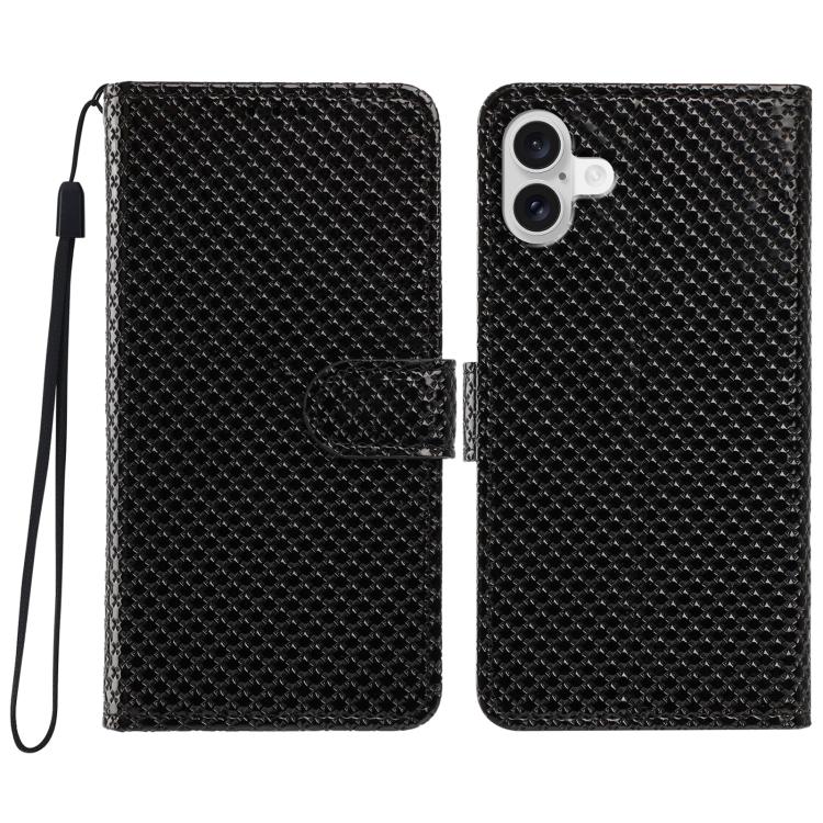Custodia per telefono in ecopelle con fibbia a specchio e cordino nero sottile., For iPhone 17 Pro, For iPhone 17