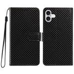 Custodia per telefono in ecopelle con fibbia a specchio e cordino nero sottile., For iPhone 16 Pro, For iPhone 16 Plus
