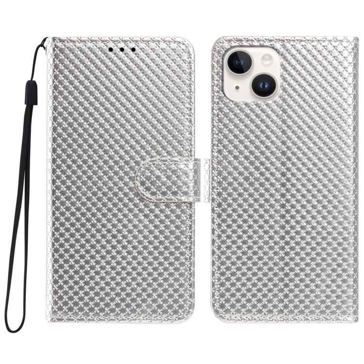 Custodia per telefono in ecopelle con fibbia a specchio e cordino nero sottile., For iPhone 15 Pro, For iPhone 15 Plus