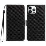 Custodia per telefono in ecopelle con fibbia a specchio e cordino nero sottile., For iPhone 14 Pro Max, For iPhone 13 Pro Max