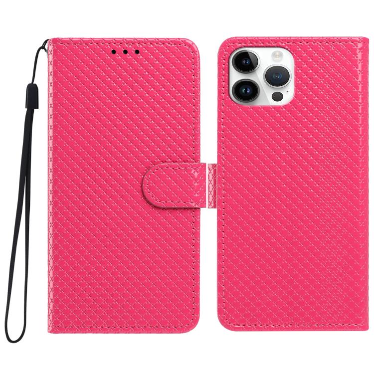 Custodia per telefono in ecopelle con fibbia a specchio e cordino nero sottile., For iPhone 14, For iPhone 14 Pro