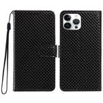 Custodia per telefono in ecopelle con fibbia a specchio e cordino nero sottile., For iPhone 14, For iPhone 14 Pro