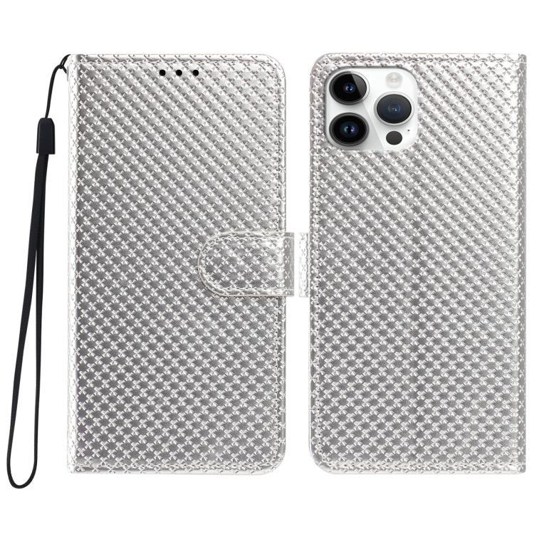 Custodia per telefono in ecopelle con fibbia a specchio e cordino nero sottile., For iPhone 14, For iPhone 14 Pro