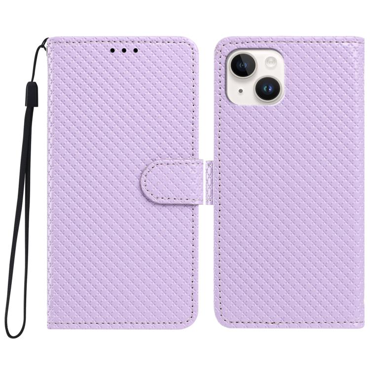 Custodia per telefono in ecopelle con fibbia a specchio e cordino nero sottile., For iPhone 15, For iPhone 14 Plus
