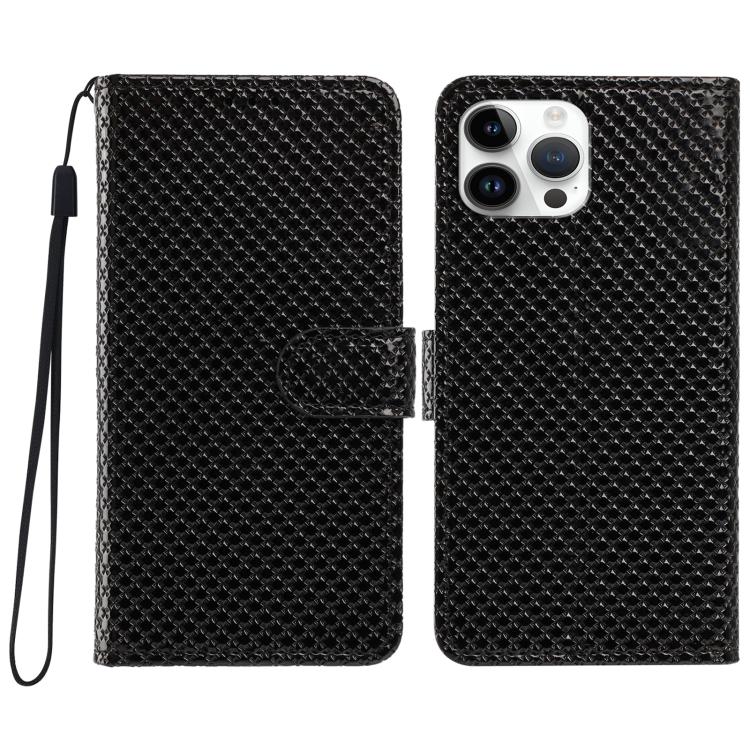 Custodia per telefono in ecopelle con fibbia a specchio e cordino nero sottile., For iPhone 14 Pro Max, For iPhone 13 Pro Max