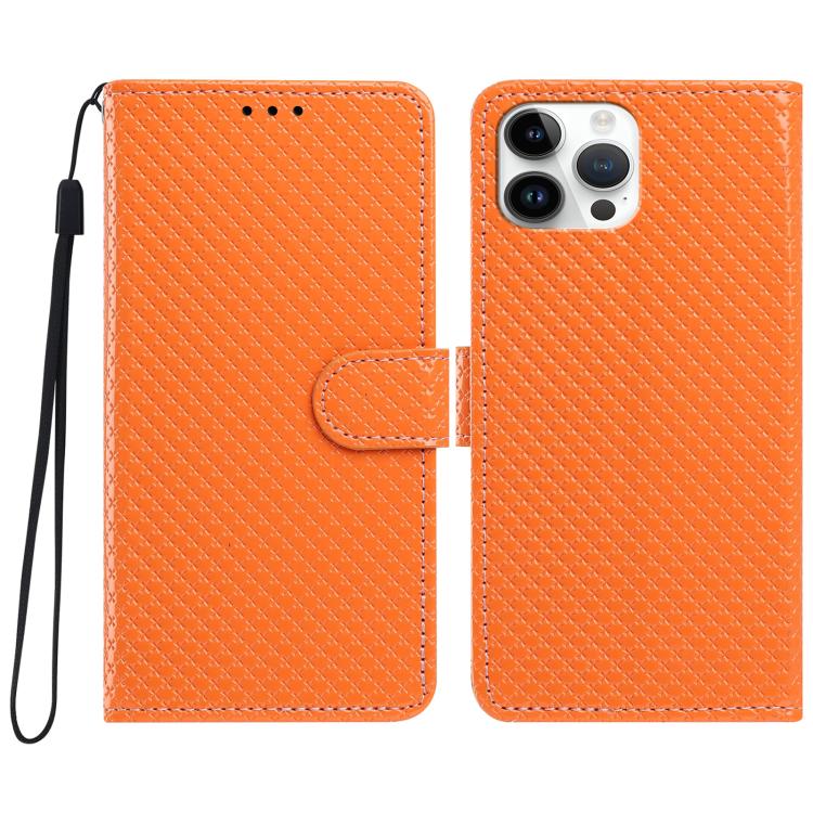 Custodia per telefono in ecopelle con fibbia a specchio e cordino nero sottile., For iPhone 14 Pro Max, For iPhone 13 Pro Max