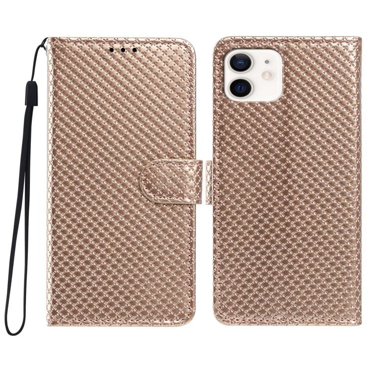 Custodia per telefono in ecopelle con fibbia a specchio e cordino nero sottile., For iPhone 12 Pro, For iPhone 12 mini