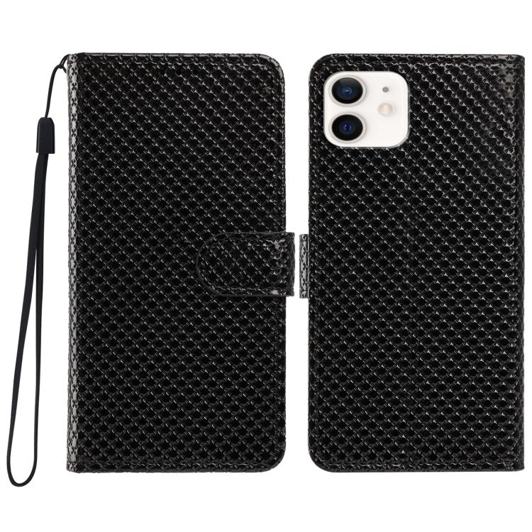 Custodia per telefono in ecopelle con fibbia a specchio e cordino nero sottile., For iPhone 12 Pro, For iPhone 12 mini