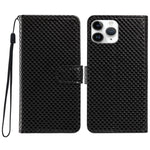 Custodia per telefono in ecopelle con fibbia a specchio e cordino nero sottile., For iPhone 11 Pro Max, For iPhone 11