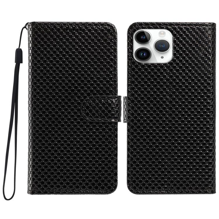 Custodia per telefono in ecopelle con fibbia a specchio e cordino nero sottile., For iPhone 11 Pro