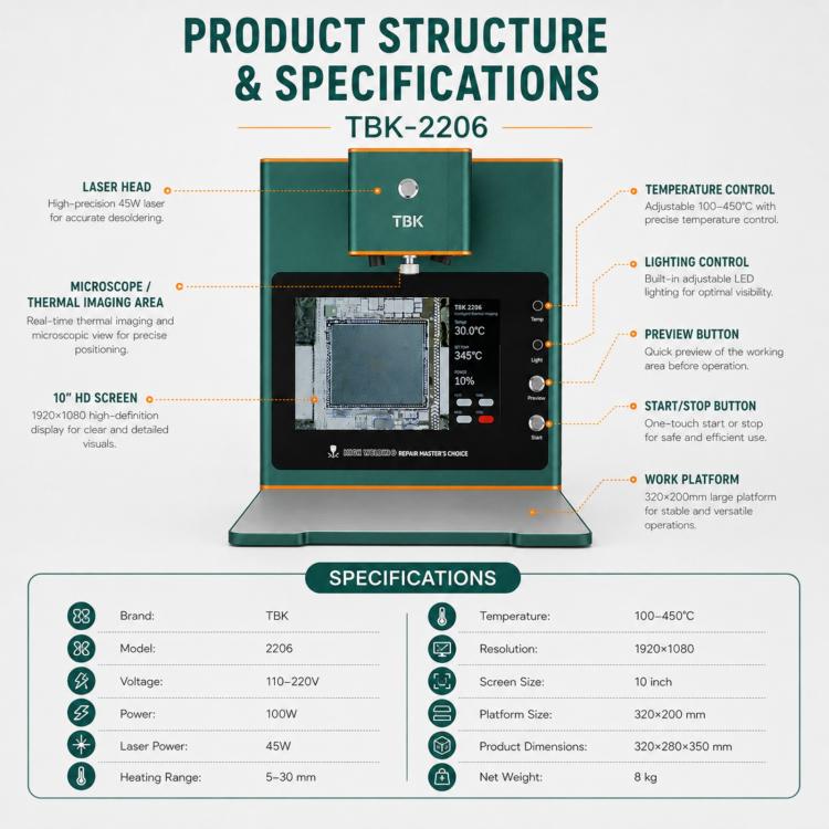 Macchina dissaldante laser TBK-2206 45W con display HD