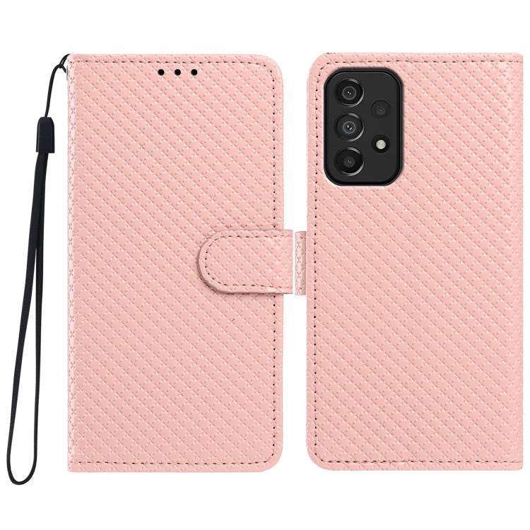 Custodia per telefono in ecopelle con fibbia a specchio e cordino nero sottile., For Galaxy A14 5G, For Galaxy A73 5G