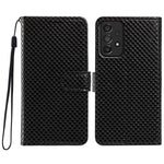 Custodia per telefono in ecopelle con fibbia a specchio e cordino nero sottile., For Galaxy A14 5G, For Galaxy A73 5G