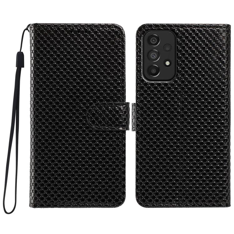 Custodia per telefono in ecopelle con fibbia a specchio e cordino nero sottile., For Galaxy A14 5G, For Galaxy A73 5G