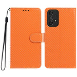 Custodia per telefono in ecopelle con fibbia a specchio e cordino nero sottile., For Galaxy A14 5G, For Galaxy A73 5G