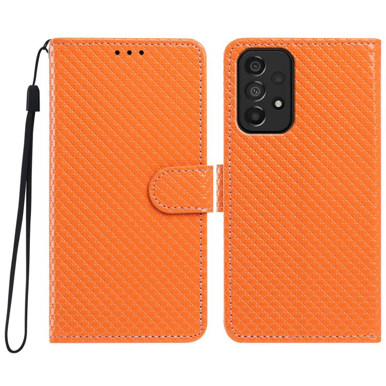 Custodia per telefono in ecopelle con fibbia a specchio e cordino nero sottile., For Galaxy A14 5G, For Galaxy A73 5G