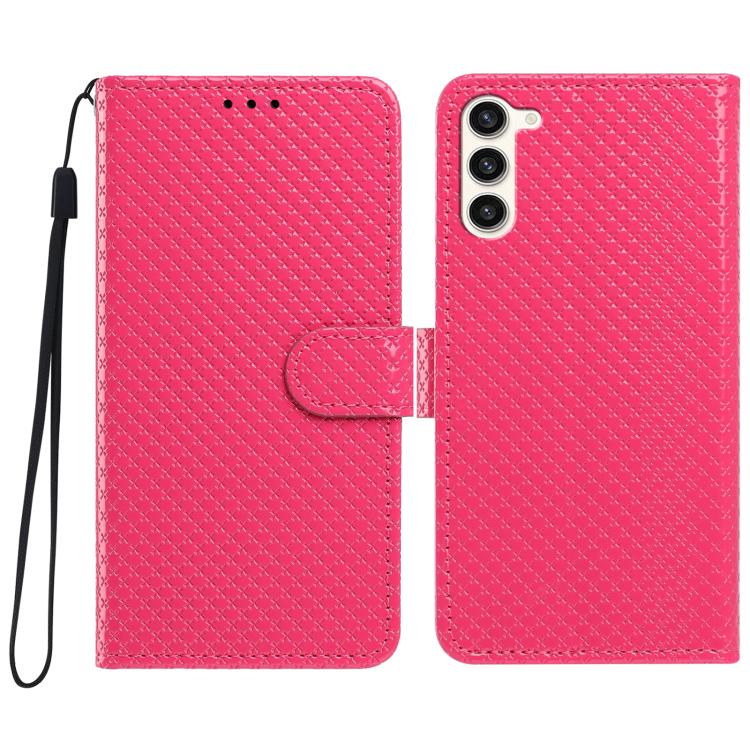 Custodia per telefono in ecopelle con fibbia a specchio e cordino nero sottile., For Galaxy S23 5G