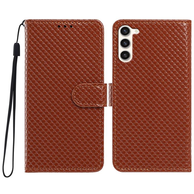 Custodia per telefono in ecopelle con fibbia a specchio e cordino nero sottile., For Galaxy S23 5G