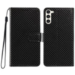 Custodia per telefono in ecopelle con fibbia a specchio e cordino nero sottile., For Galaxy S23 5G