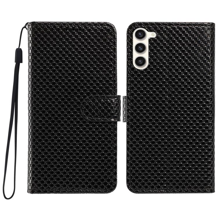 Custodia per telefono in ecopelle con fibbia a specchio e cordino nero sottile., For Galaxy S23 5G
