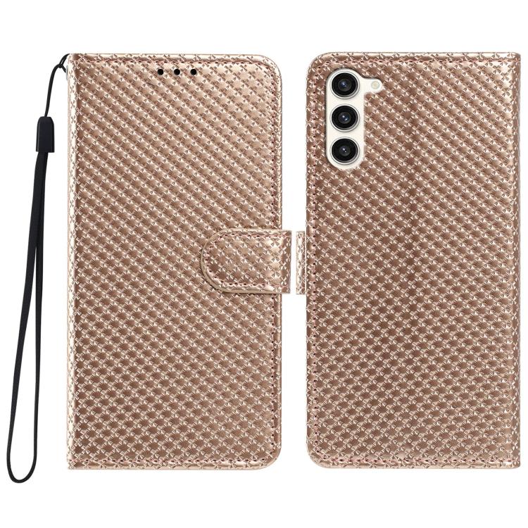Custodia per telefono in ecopelle con fibbia a specchio e cordino nero sottile., For Galaxy S23 5G