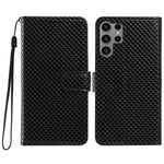 Custodia per telefono in ecopelle con fibbia a specchio e cordino nero sottile., For Galaxy S23 Ultra 5G, For Galaxy S23+ 5G