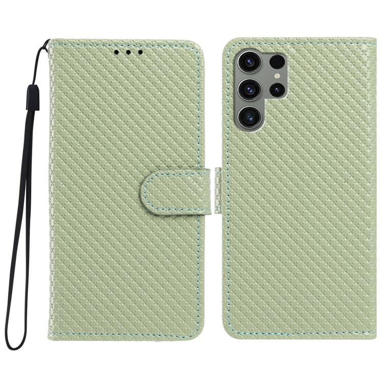 Custodia per telefono in ecopelle con fibbia a specchio e cordino nero sottile., For Galaxy S23 Ultra 5G, For Galaxy S23+ 5G