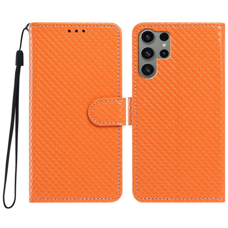 Custodia per telefono in ecopelle con fibbia a specchio e cordino nero sottile., For Galaxy S23 Ultra 5G, For Galaxy S23+ 5G