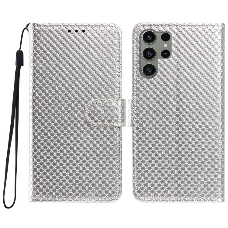 Custodia per telefono in ecopelle con fibbia a specchio e cordino nero sottile., For Galaxy S23 Ultra 5G, For Galaxy S23+ 5G