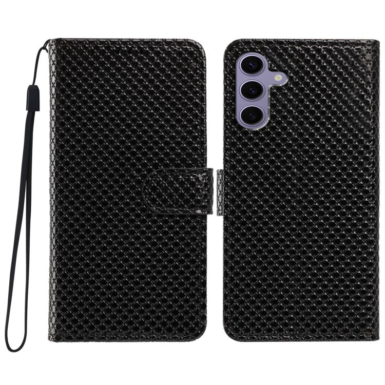 Custodia per telefono in ecopelle con fibbia a specchio e cordino nero sottile., For Galaxy S24 5G, For Galaxy S23 FE 5G