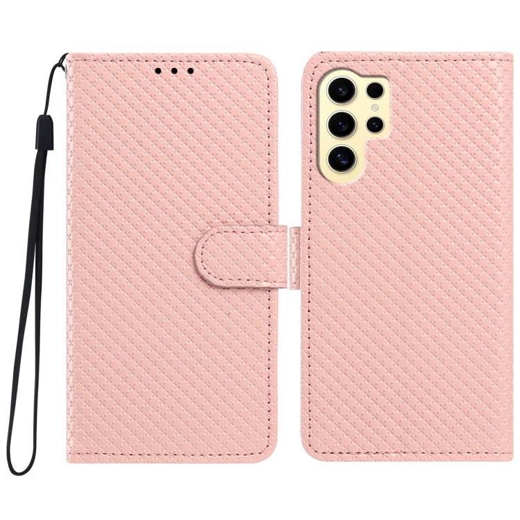 Custodia per telefono in ecopelle con fibbia a specchio e cordino nero sottile., For Galaxy S24 Ultra 5G, For Galaxy S24+ 5G