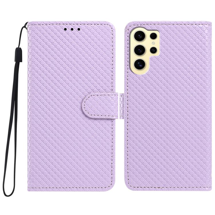 Custodia per telefono in ecopelle con fibbia a specchio e cordino nero sottile., For Galaxy S24 Ultra 5G, For Galaxy S24+ 5G