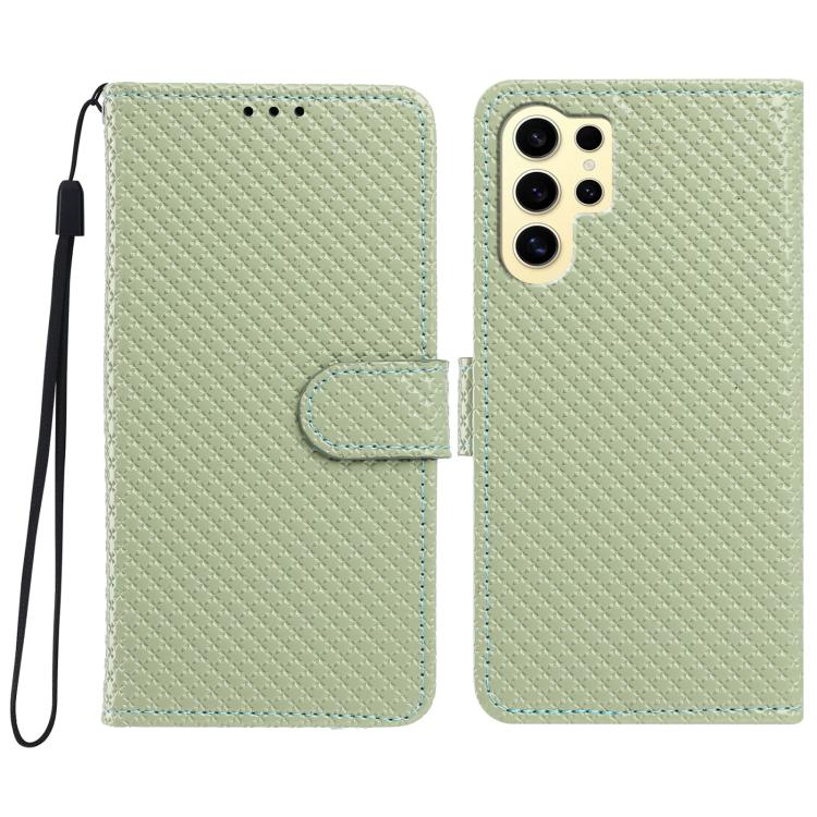 Custodia per telefono in ecopelle con fibbia a specchio e cordino nero sottile., For Galaxy S24 Ultra 5G, For Galaxy S24+ 5G