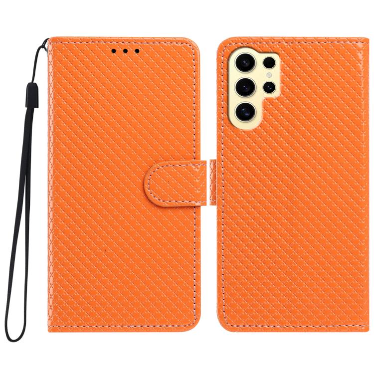 Custodia per telefono in ecopelle con fibbia a specchio e cordino nero sottile., For Galaxy S24 Ultra 5G, For Galaxy S24+ 5G