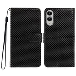 Custodia per telefono in ecopelle con fibbia a specchio e cordino nero sottile., For Galaxy S26 5G, For Galaxy S25 Edge 5G