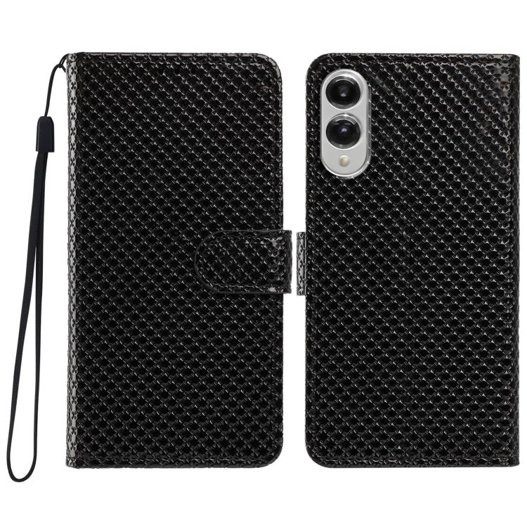 Custodia per telefono in ecopelle con fibbia a specchio e cordino nero sottile., For Galaxy S26 5G, For Galaxy S25 Edge 5G