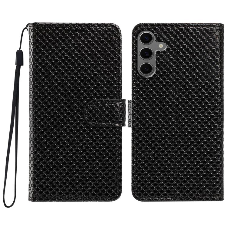Custodia per telefono in ecopelle con fibbia a specchio e cordino nero sottile., For Galaxy S25 5G, For Galaxy S25+ 5G
