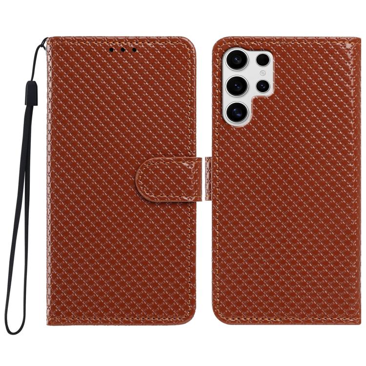 Custodia per telefono in ecopelle con fibbia a specchio e cordino nero sottile., For Galaxy S25 Ultra 5G, For Galaxy S24 FE 5G