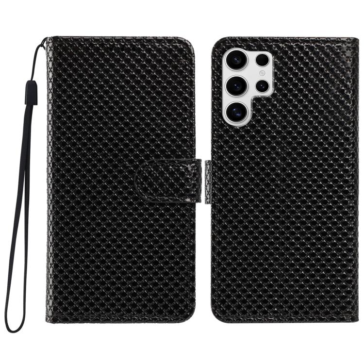 Custodia per telefono in ecopelle con fibbia a specchio e cordino nero sottile., For Galaxy S25 Ultra 5G, For Galaxy S24 FE 5G