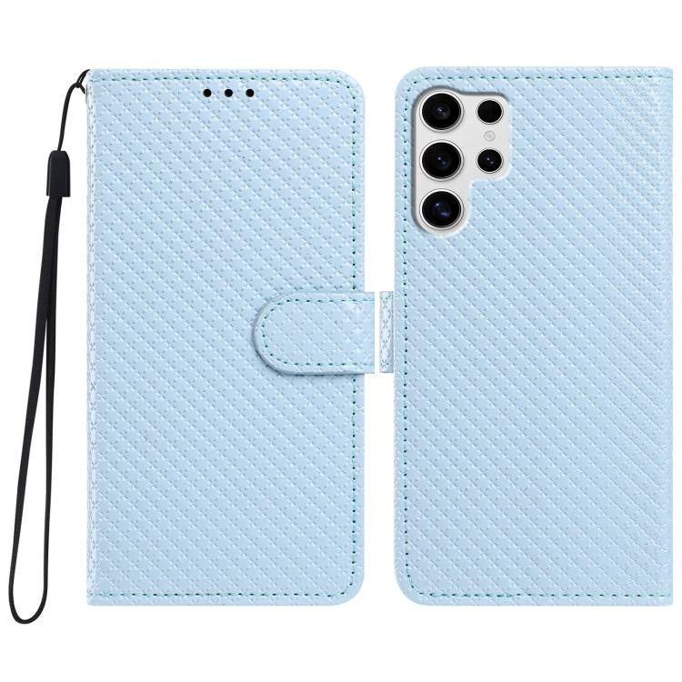 Custodia per telefono in ecopelle con fibbia a specchio e cordino nero sottile., For Galaxy S25 Ultra 5G, For Galaxy S24 FE 5G