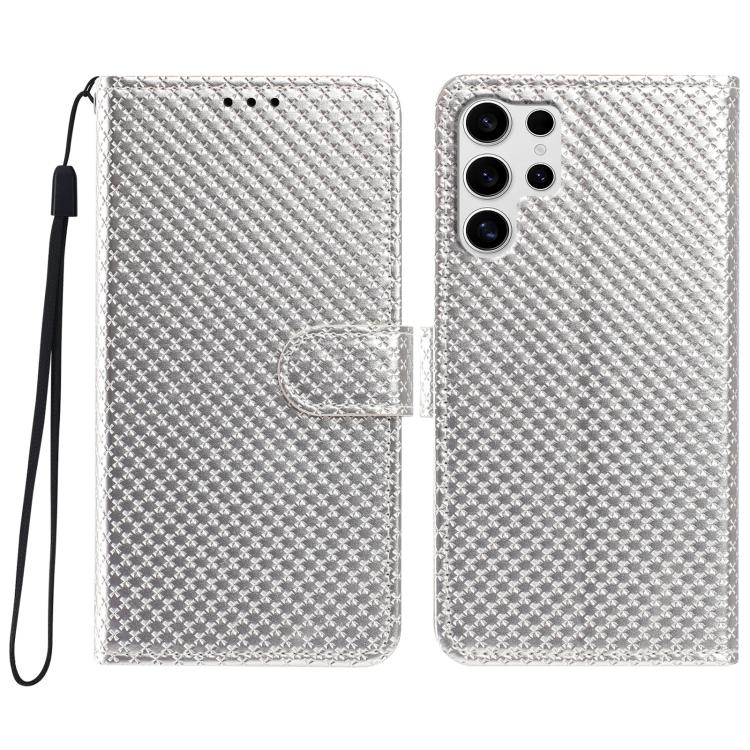 Custodia per telefono in ecopelle con fibbia a specchio e cordino nero sottile., For Galaxy S25 Ultra 5G, For Galaxy S24 FE 5G